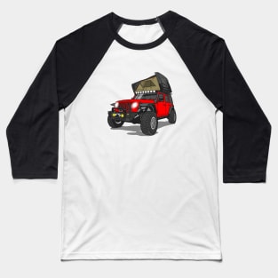 Jeep Wrangler Camp Time- Red Baseball T-Shirt